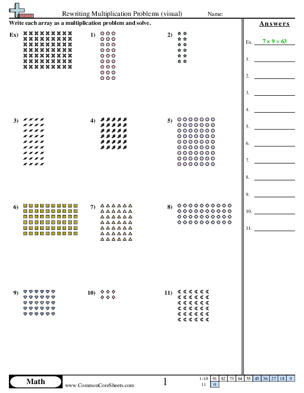 Rewriting Multiplication (Visual) worksheet